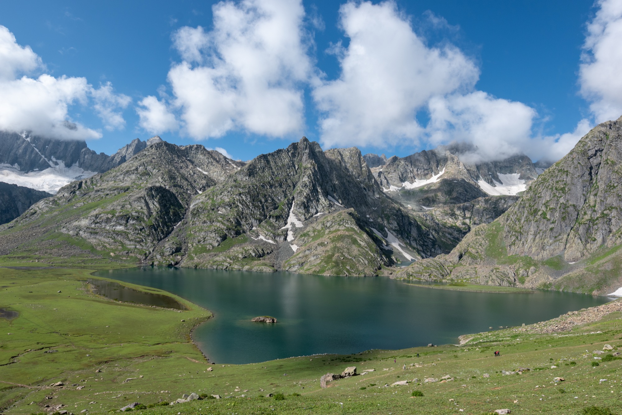 Krishansar Lake below the mountains near Sonmarg, Kashmir